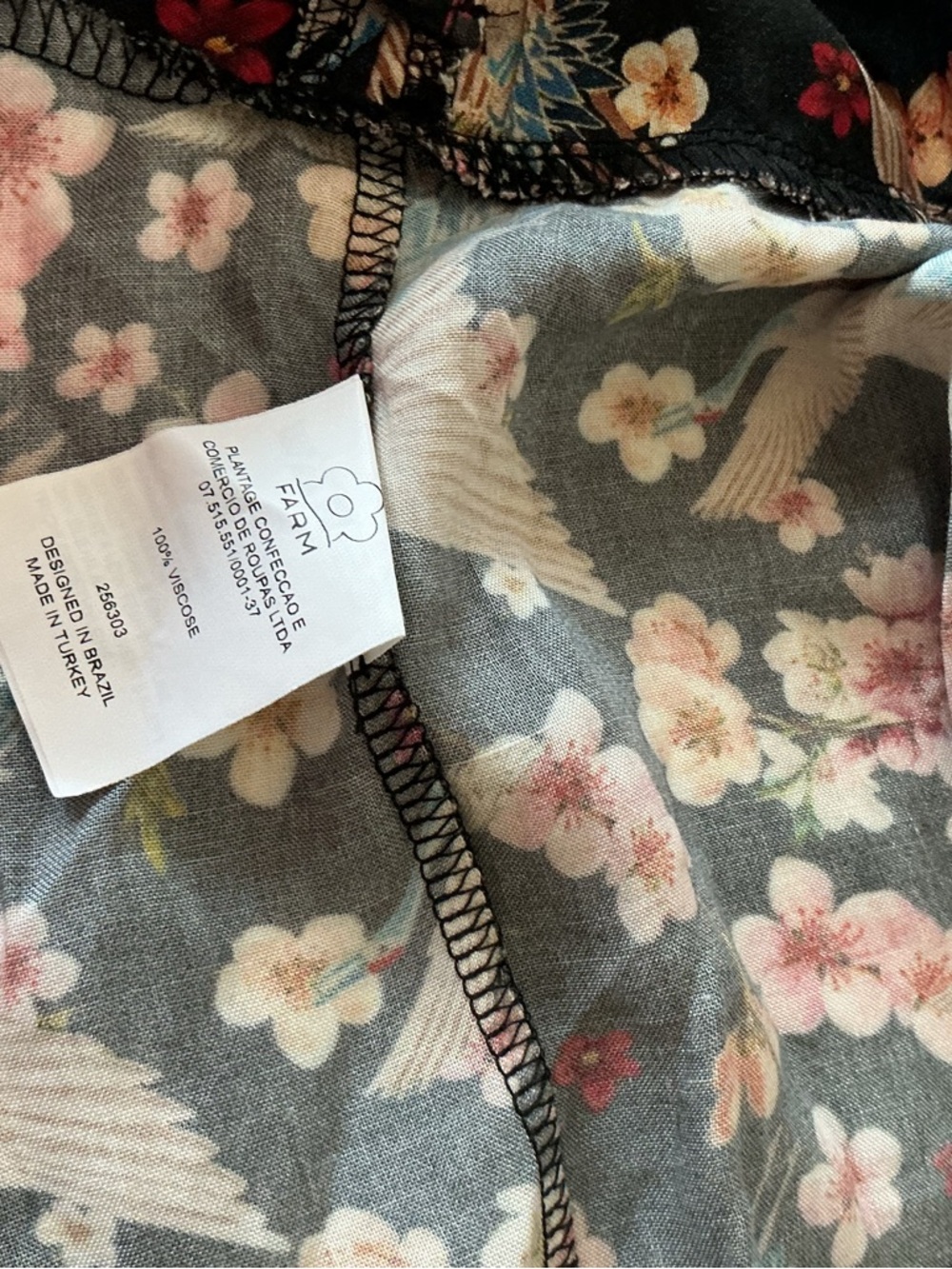 Farm Rio Avia V Neck Crane Blossom Print Mini Whimsical Romantic Statement Sz M - Picture 7 of 8